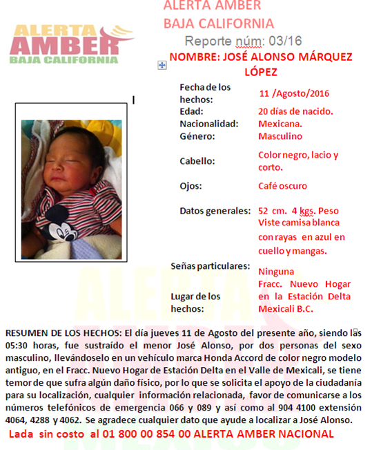 bebé alerta amber