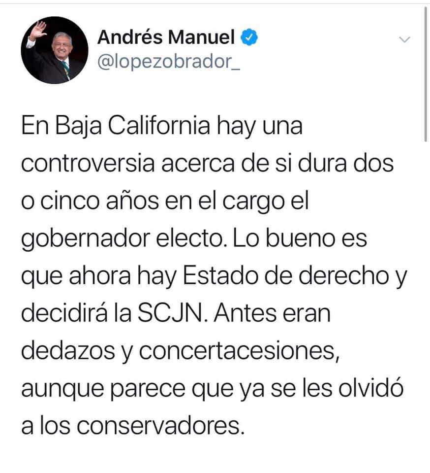Insiste AMLO en BC que «Reforma Bonilla» la resolverá la SCJN
