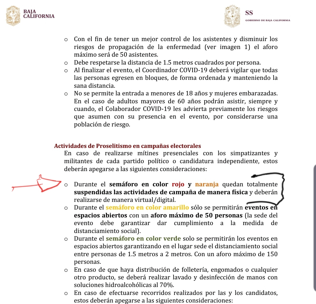 Lineamientos de Isesalud establecen suspensión de campañas políticas en semáforo naranja