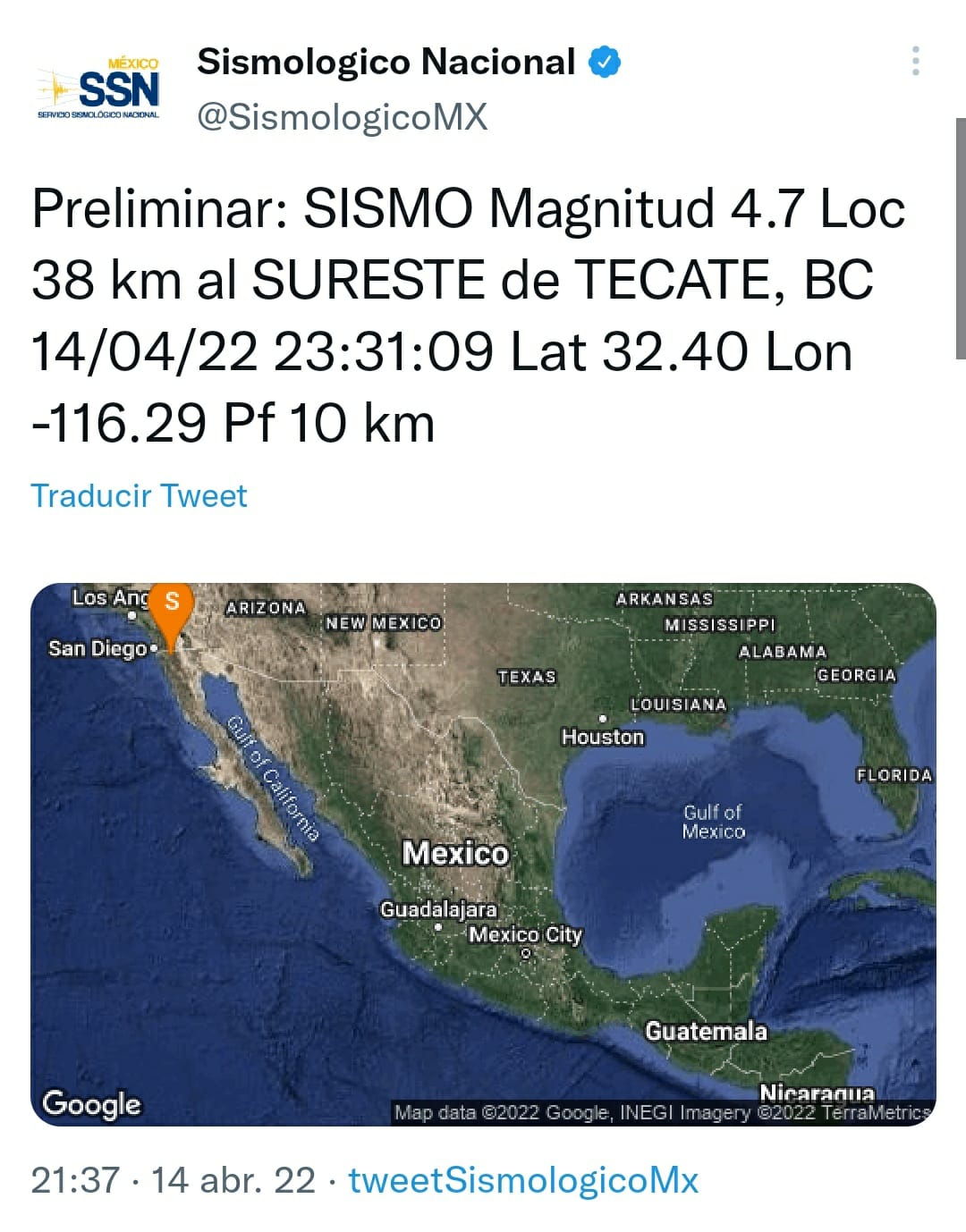 Se registra sismo de 4.6 grados en Ensenada; reportan derrumbe en carretera