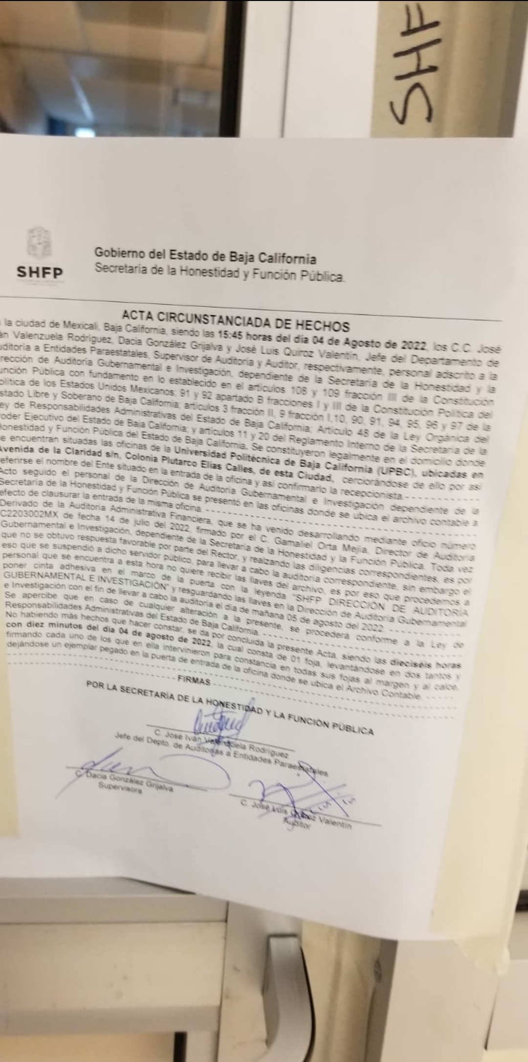 Suspende Función Pública de BC al rector de la Universidad Politécnica y clausura Archivo Contable