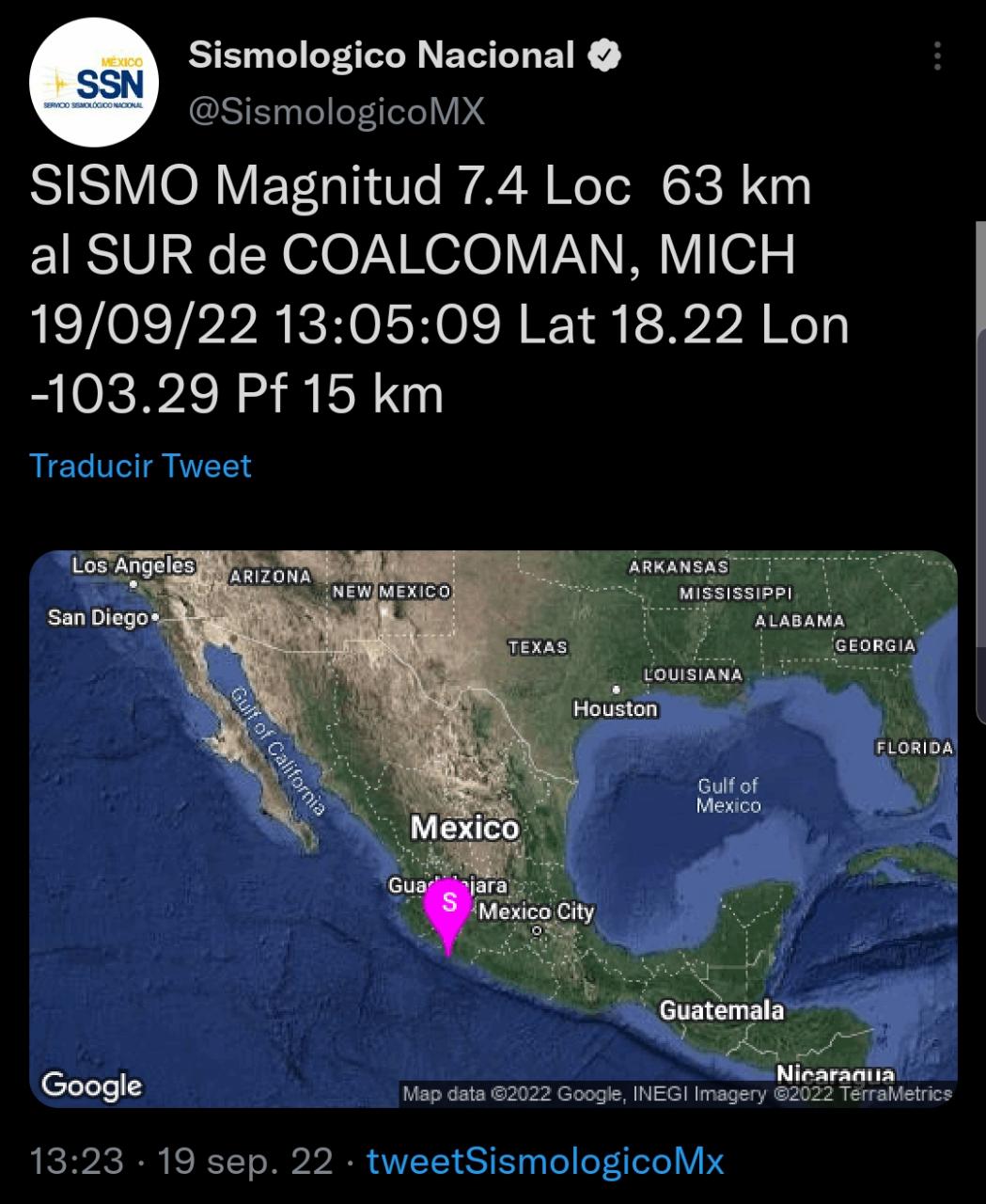 Registra Ciudad de México tercer sismo en 19 de septiembre
