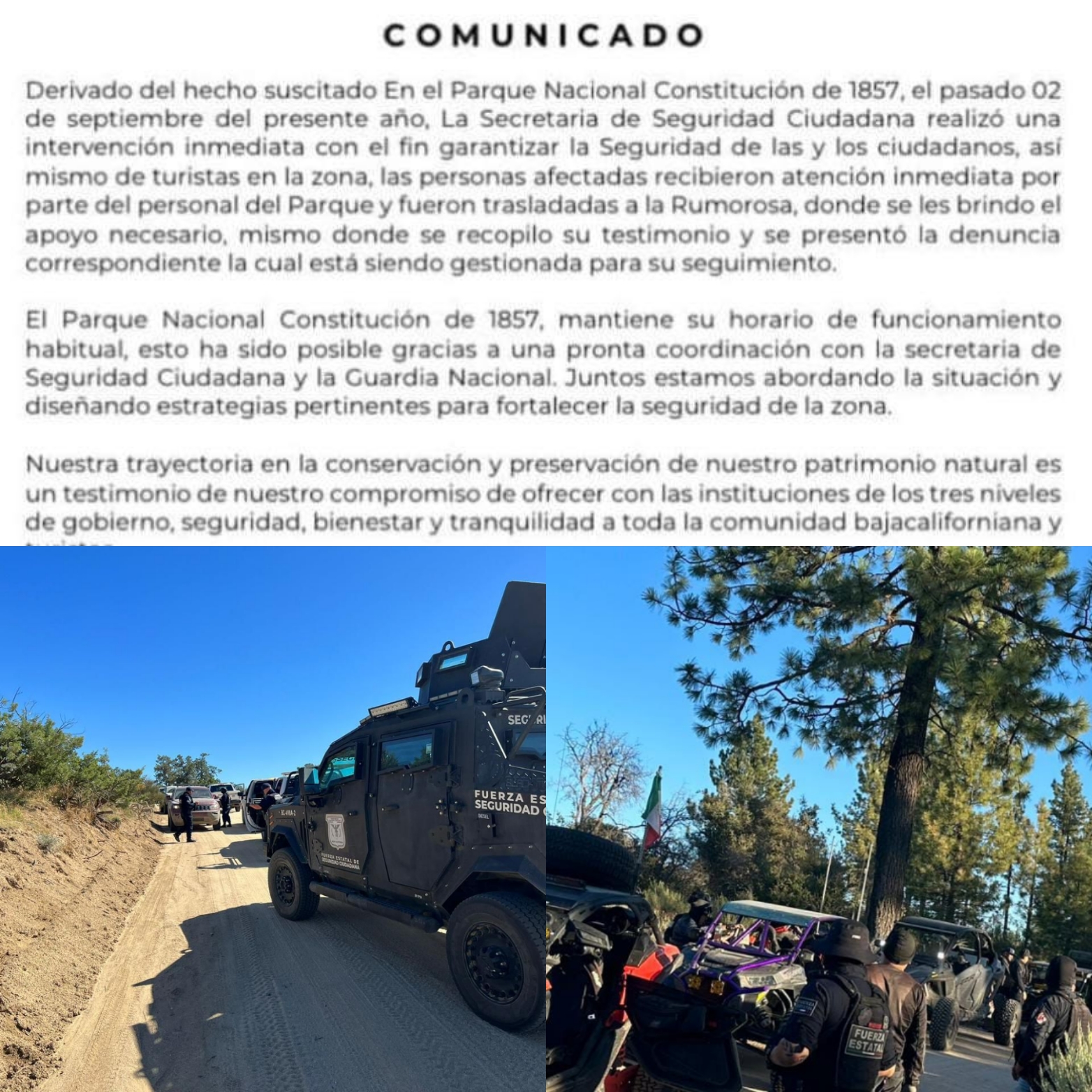 Con operativo especial de agentes estatales y federales reabren el Parque Nacional de Laguna Hanson