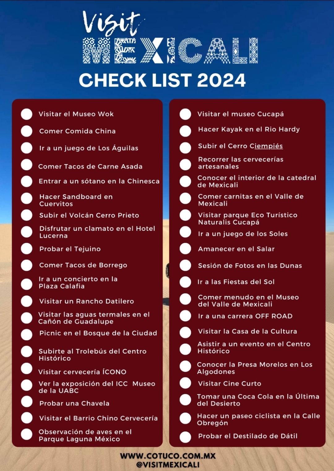 Presentan «Check List» para impulsar el turismo en Mexicali