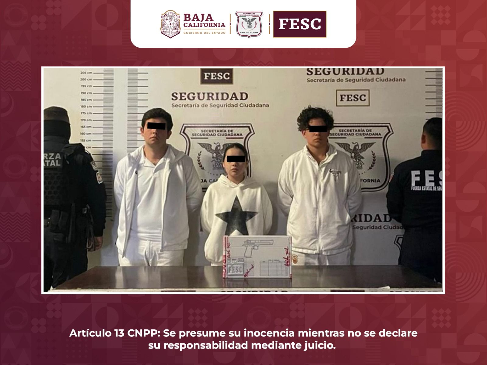Tras persecución, FESC detiene a jóvenes en posesión de arma de fuego