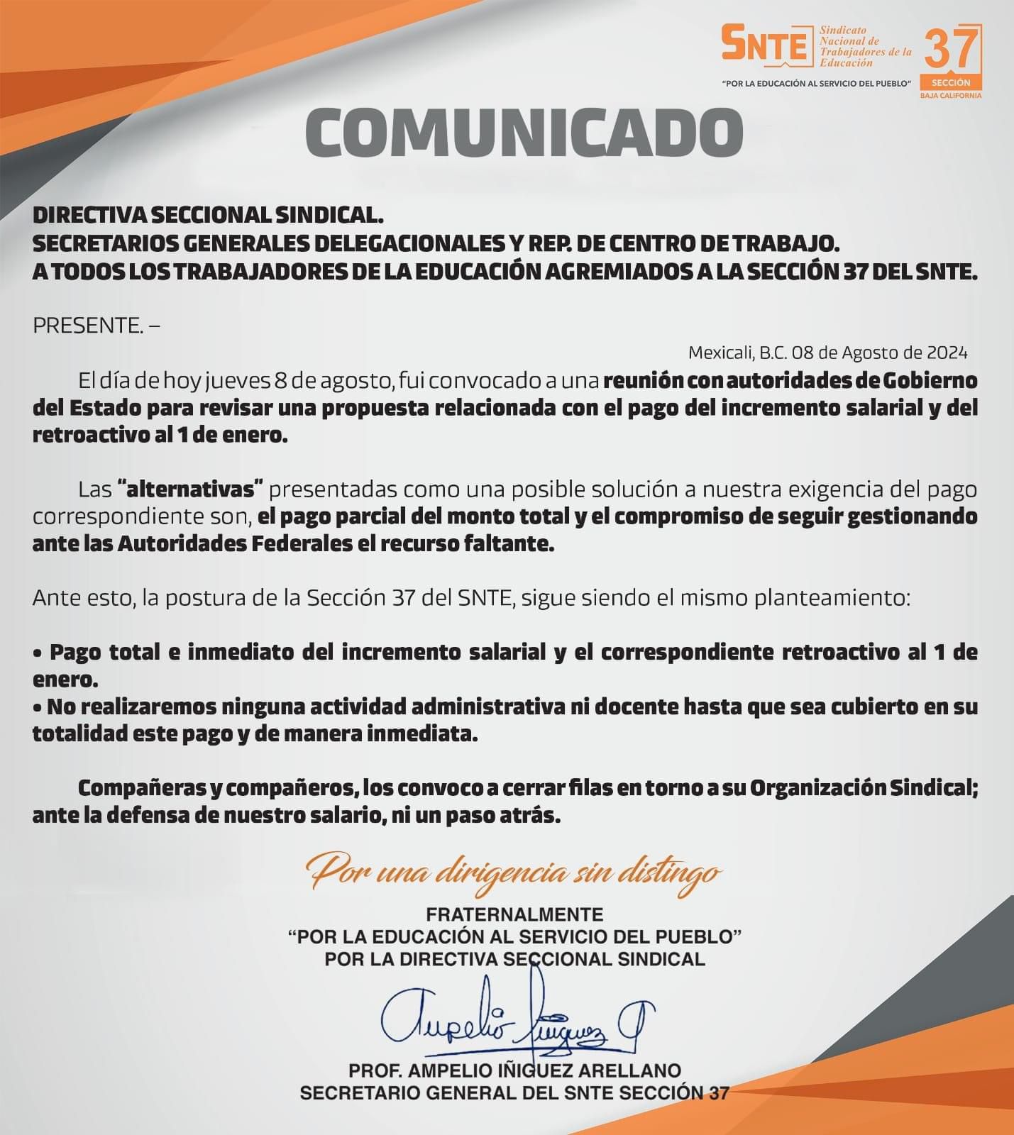 Alistan paro magisterial en BC para exigir retroactivo