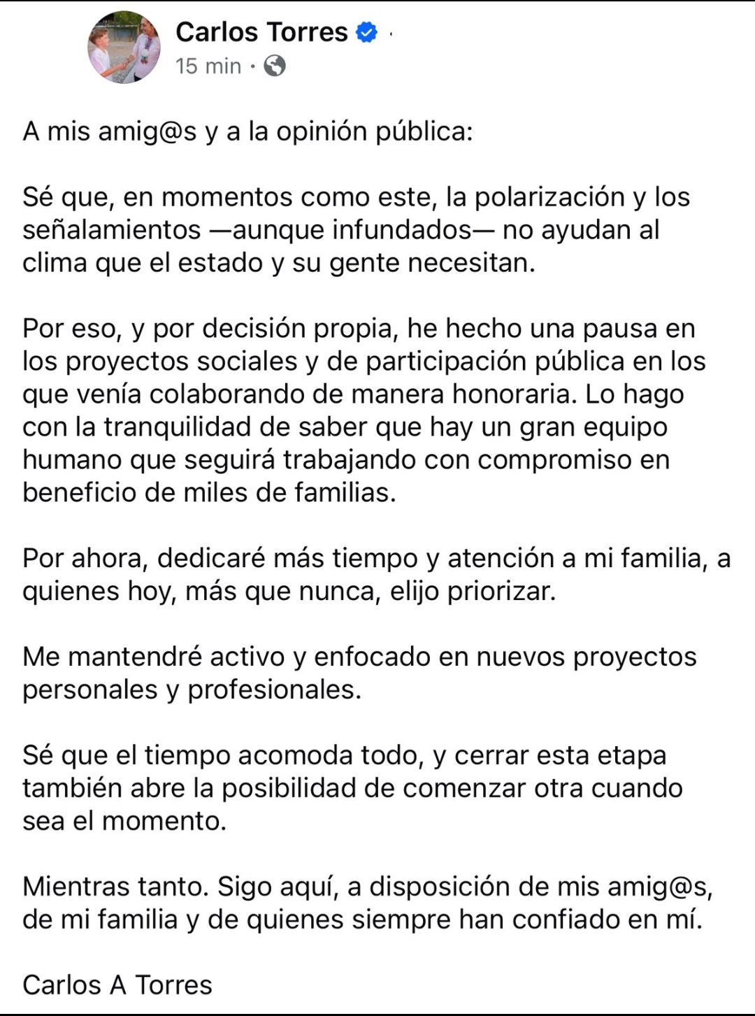 Deja Carlos Torres su participación en gobiernos de BC y Tijuana