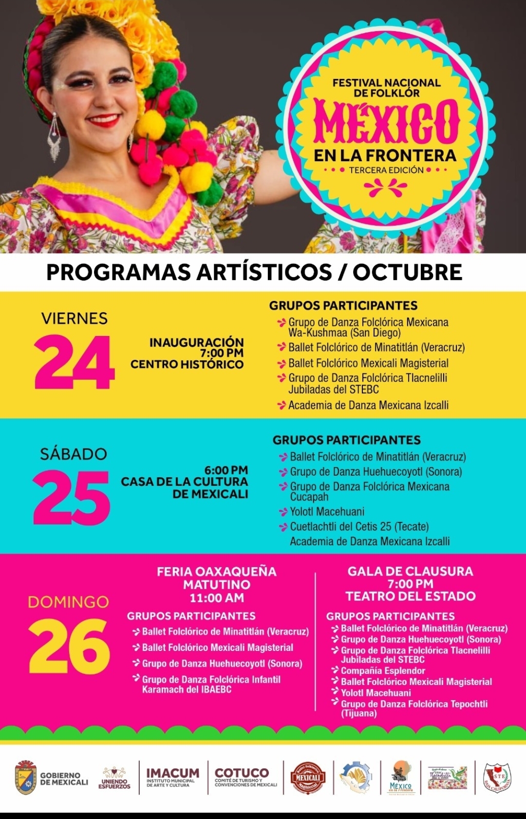 Gobierno de Mexicali invita al Festival Nacional de Folklor «México en la Frontera»