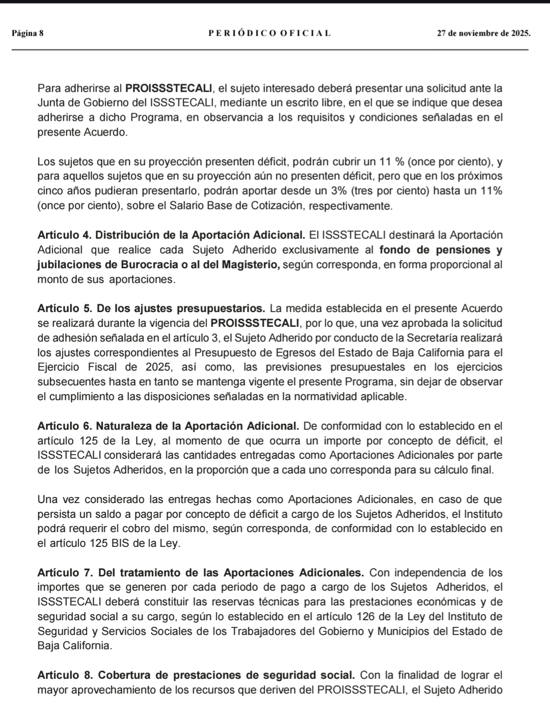 Aportaciones patronales subirán 11% para «capitalizar» a ISSSTECALI