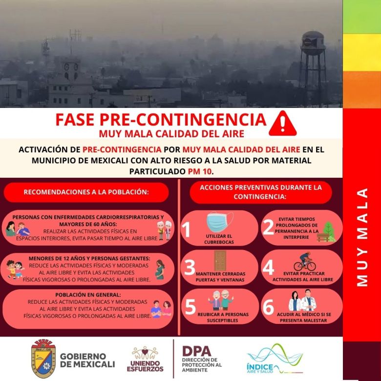 Alerta en Mexicali por mala calidad del aire
