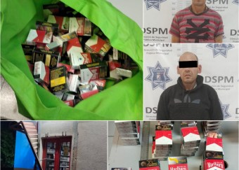 DETIENEN A DOS HOMBRES POR ROBAR 58 CAJETILLAS DE CIGARROS EN UN COMERCIO