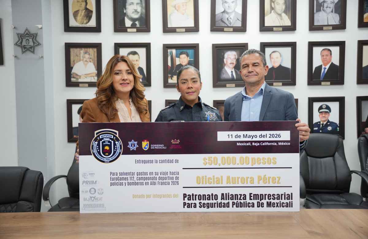 Apoya Patronato Alianza Empresarial para la Seguridad Pública a agente que representará a Mexicali en Francia