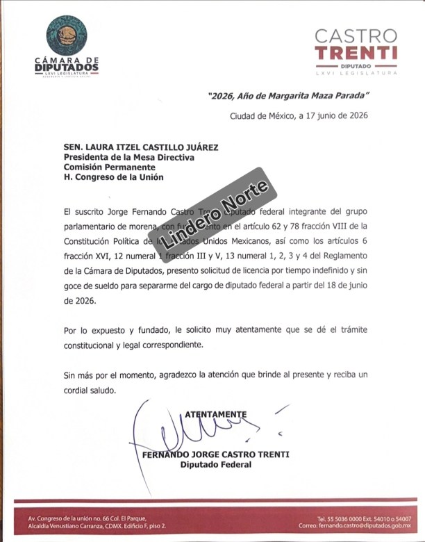Pide Castro Trenti licencia indefinida