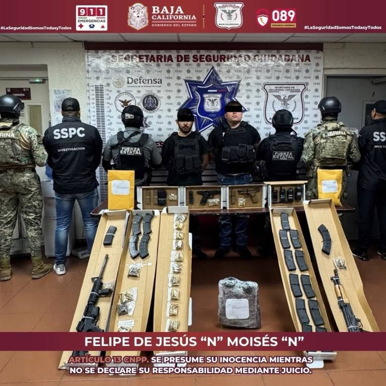Detienen a lugarteniente de Los Rusos y a su escolta en el Valle de Mexicali