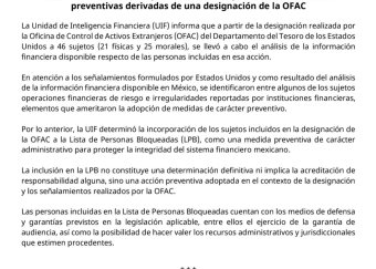 Congela UIF cuentas de implicados con el Cartel de Sinaloa