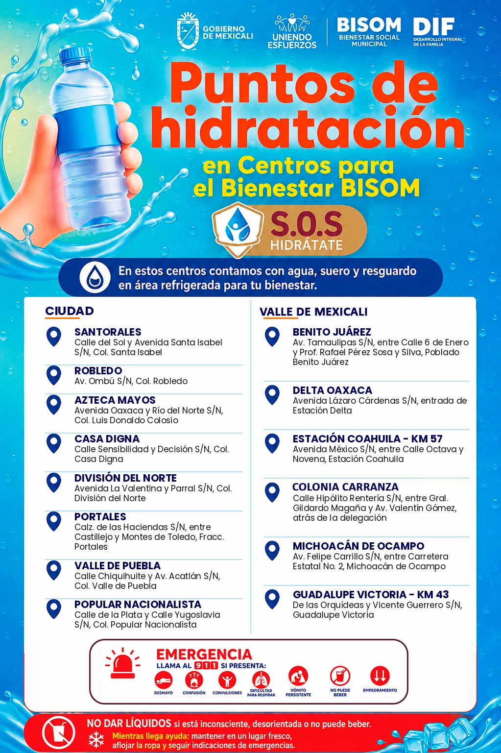 PUNTOS DE HIDRATACIÓN EN MEXICALI