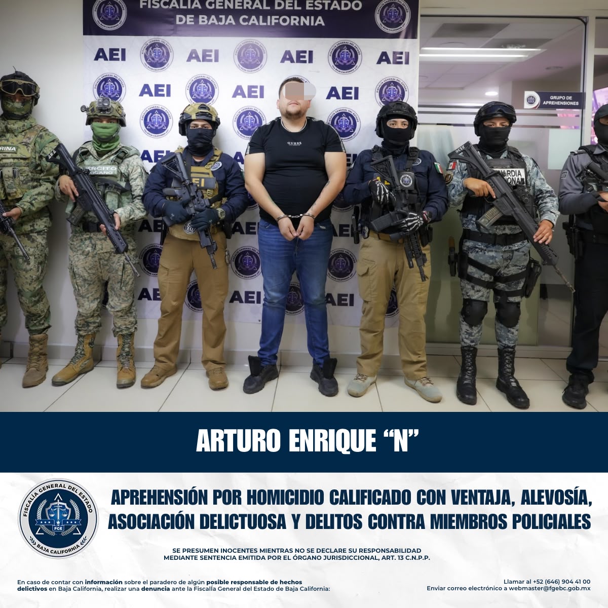 Arrestan a El Nenuko ordenó asesinar a una agente estatal de BC