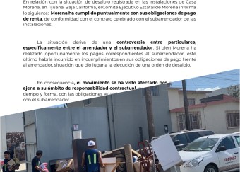 Por deuda de cinco años, desalojan a Casa Morena de oficinas que subarrendaba en Tijuana