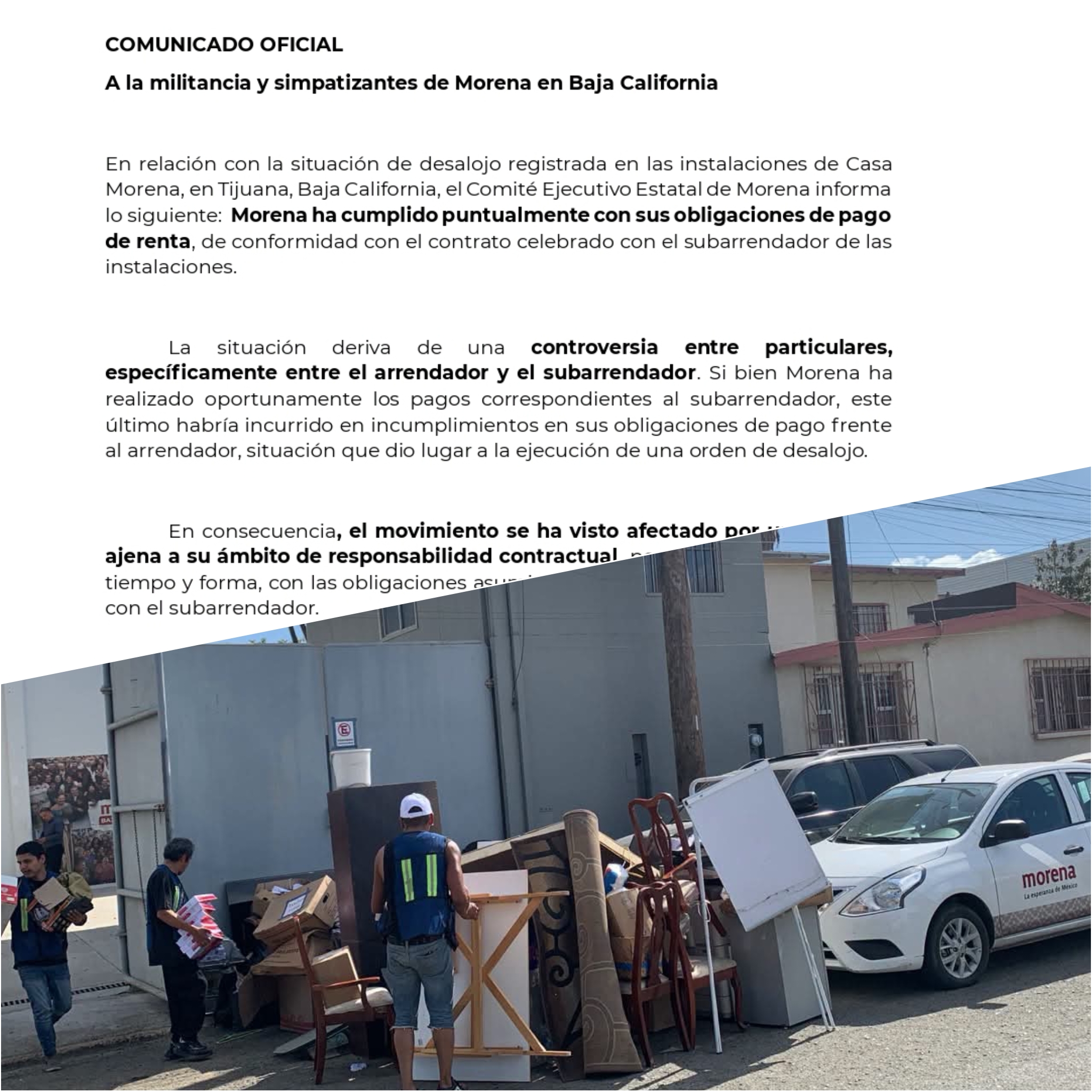 Por deuda de cinco años, desalojan a Casa Morena de oficinas que subarrendaba en Tijuana