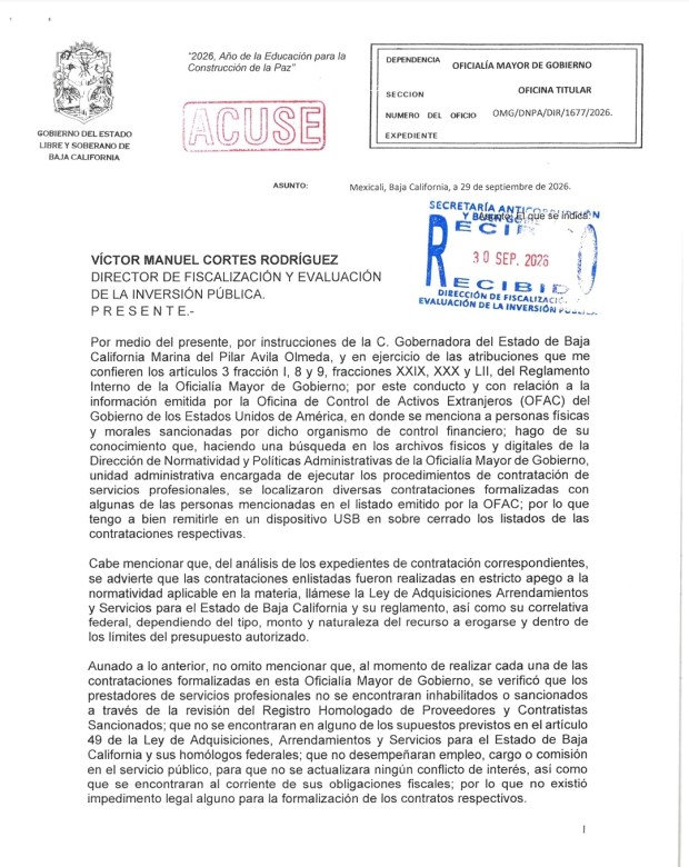 Cancela BC presencia en licitaciones de empresas sancionadas por EU